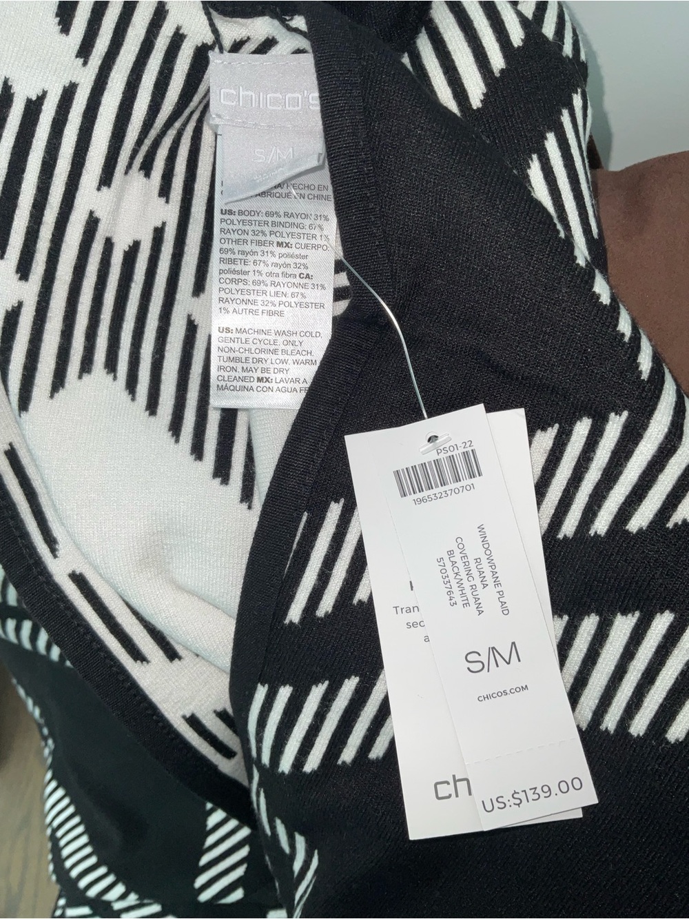 Chico’s Windowpane Plaid Ruana Geometric - Picture 5 of 6